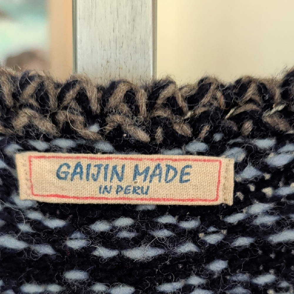 Molly Bracken Black, Gray, Light Blue, Red Fair Isle Knit V-Neck Sweater Vest - Picture 2 of 4
